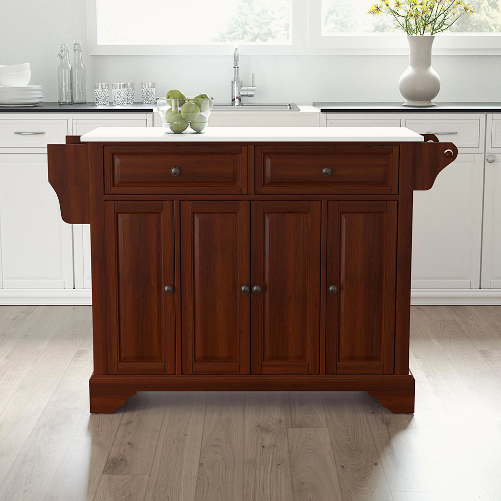 Mahogany Wood Granite Top Kitchen Island I298