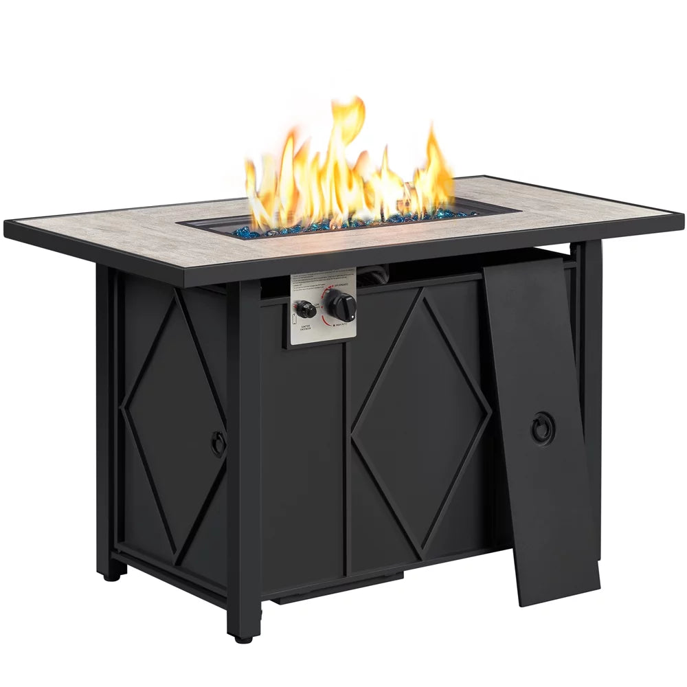 43″ Metal Fire Table with Ceramic Top & Cover L715