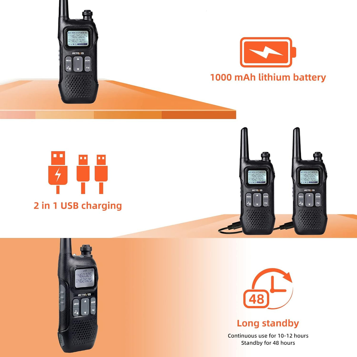 4 Pack Rechargeable Two Way Radio Walkie Talkies L4963