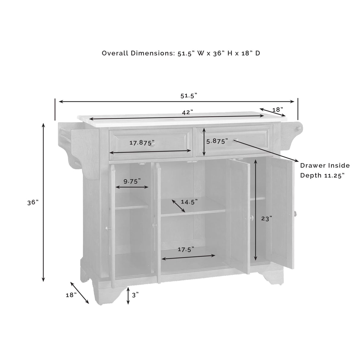 Mahogany Wood Granite Top Kitchen Island I298