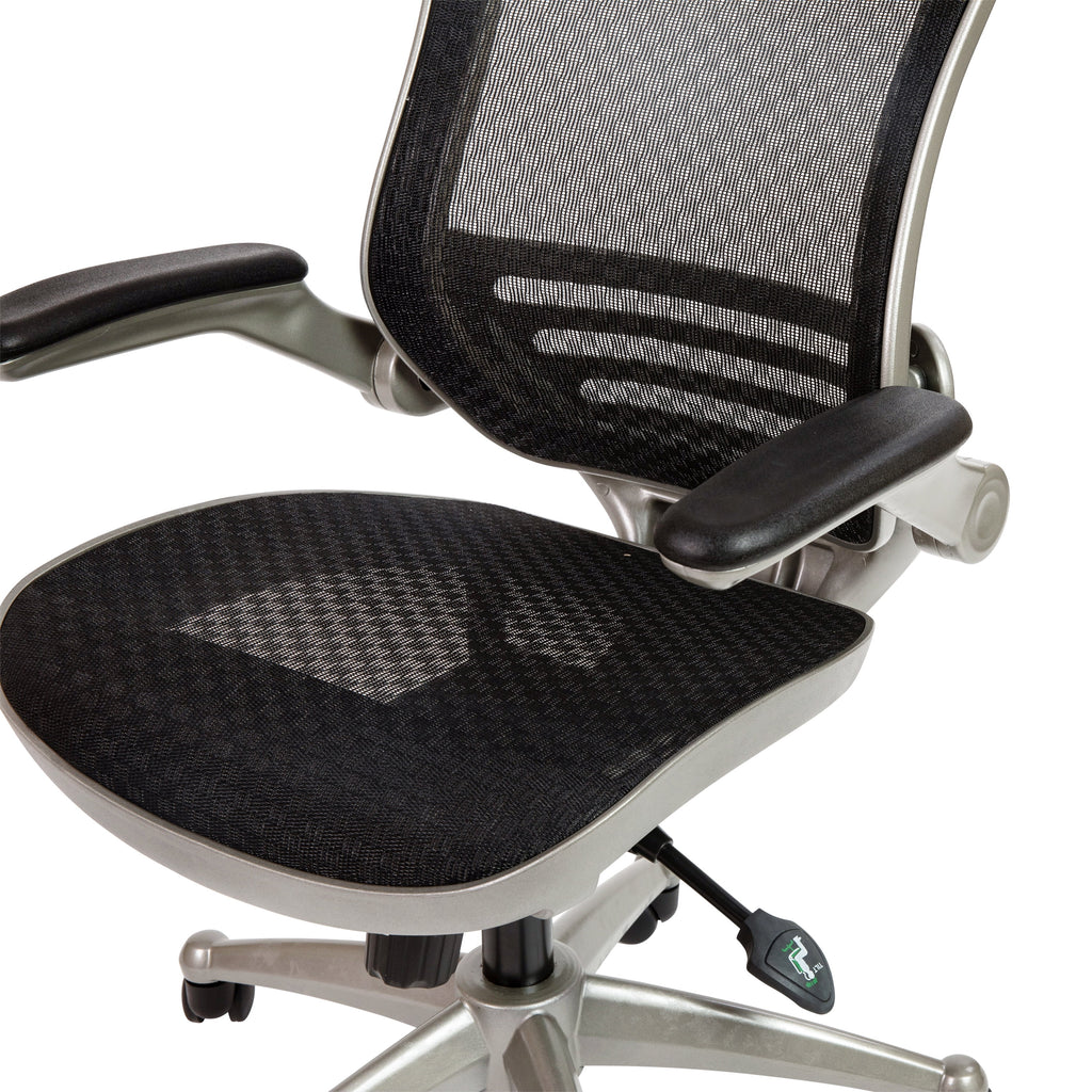 Mid-Back Transparent Black Mesh Executive Swivel Office Chair with Flip-Up Arms J16744