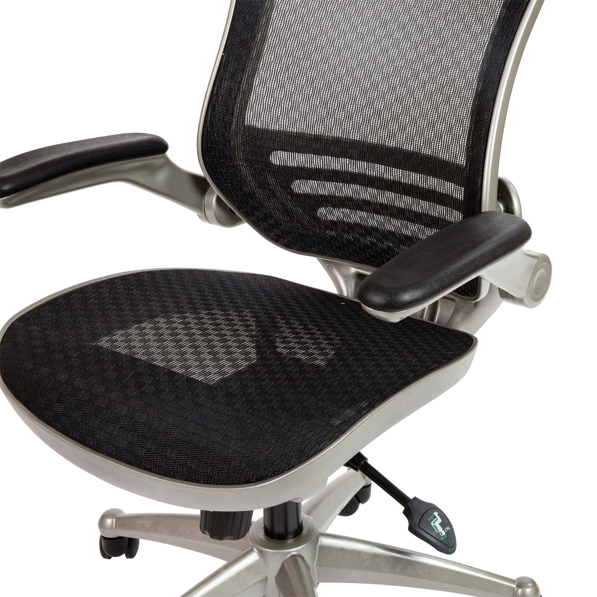 Mid-Back Transparent Black Mesh Executive Swivel Office Chair with Flip-Up Arms J16744