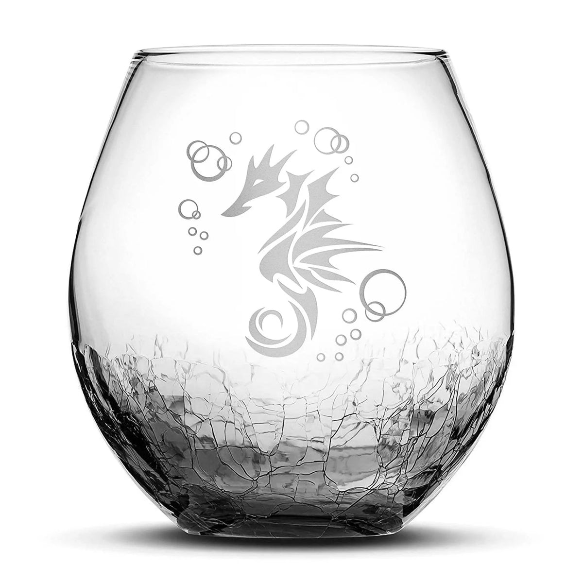Handblown Hand Etched 18Oz Stemless Wine Glass R5123