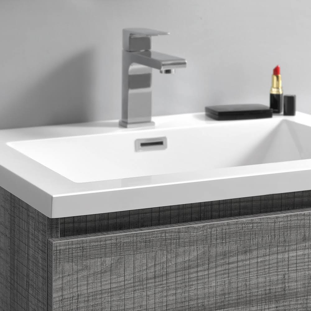 Glossy Ash Gray Free Standing Bathroom Cabinet with Integrated Sink C740320