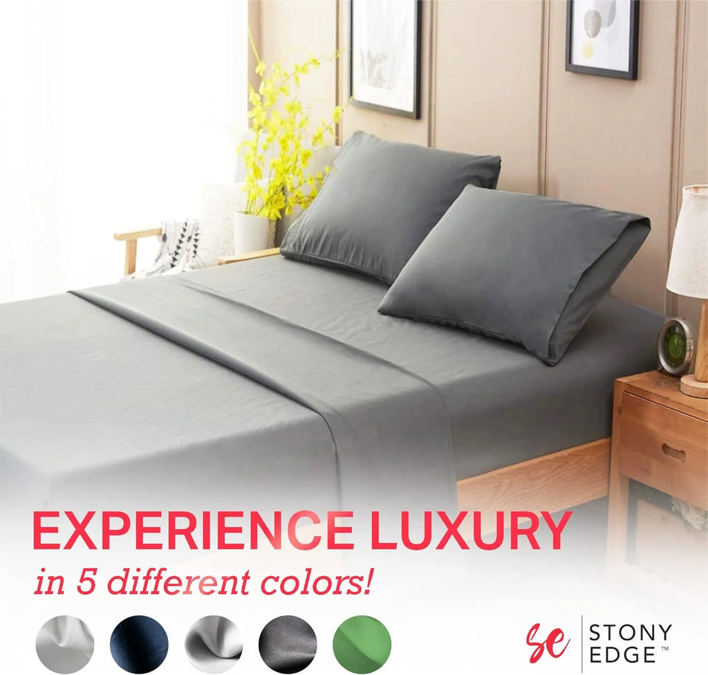 Gray 4 Pcs King Size Cotton Bed Sheets E8221
