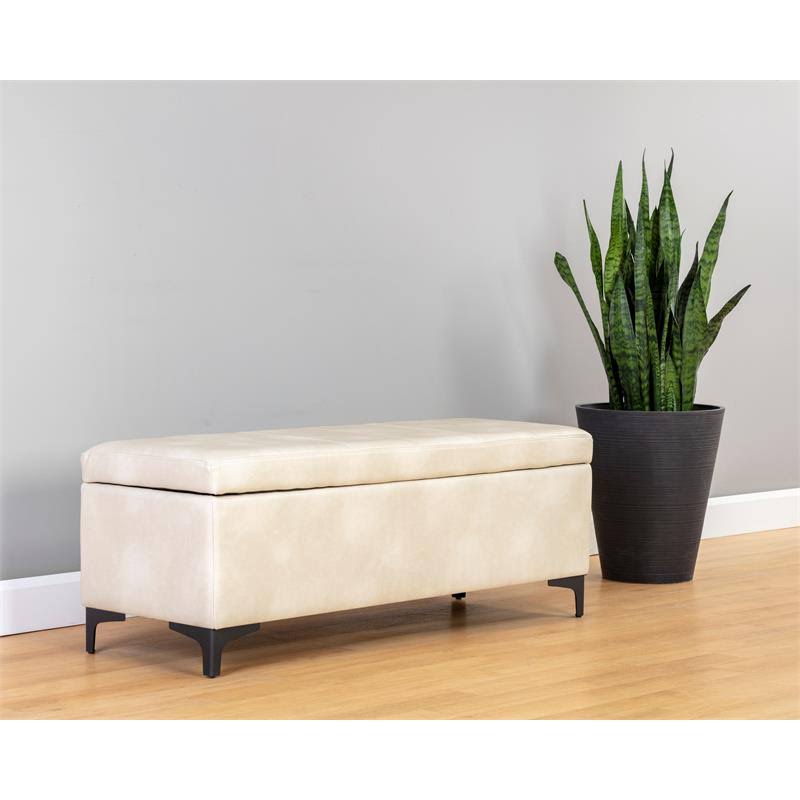 Cream Faux Leather Storage Bench P22268