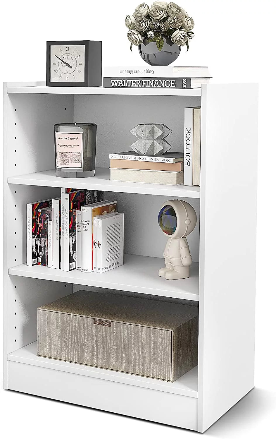 3-Tier Open Bookcase with Adjustable Shelves D847