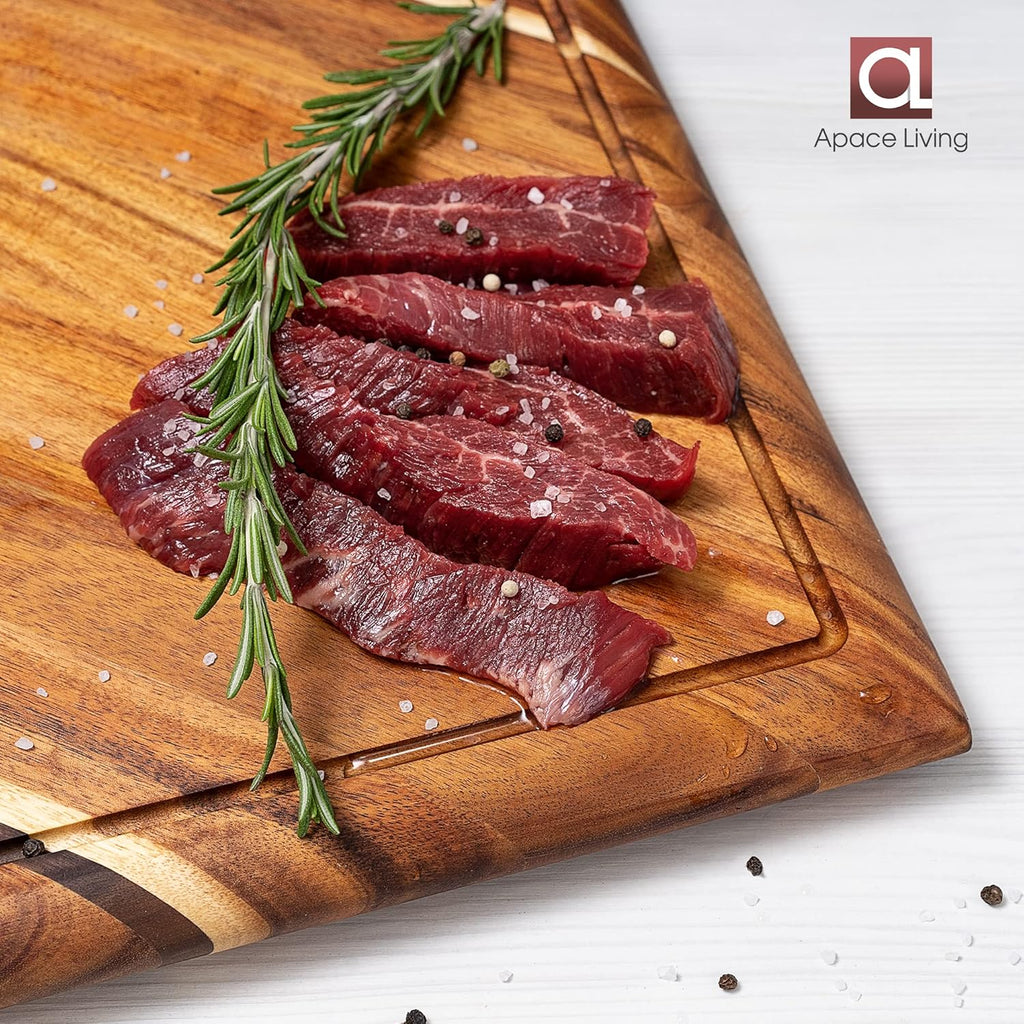 Large Acacia Wood Cutting Board with Stand and Juice Groove V8245