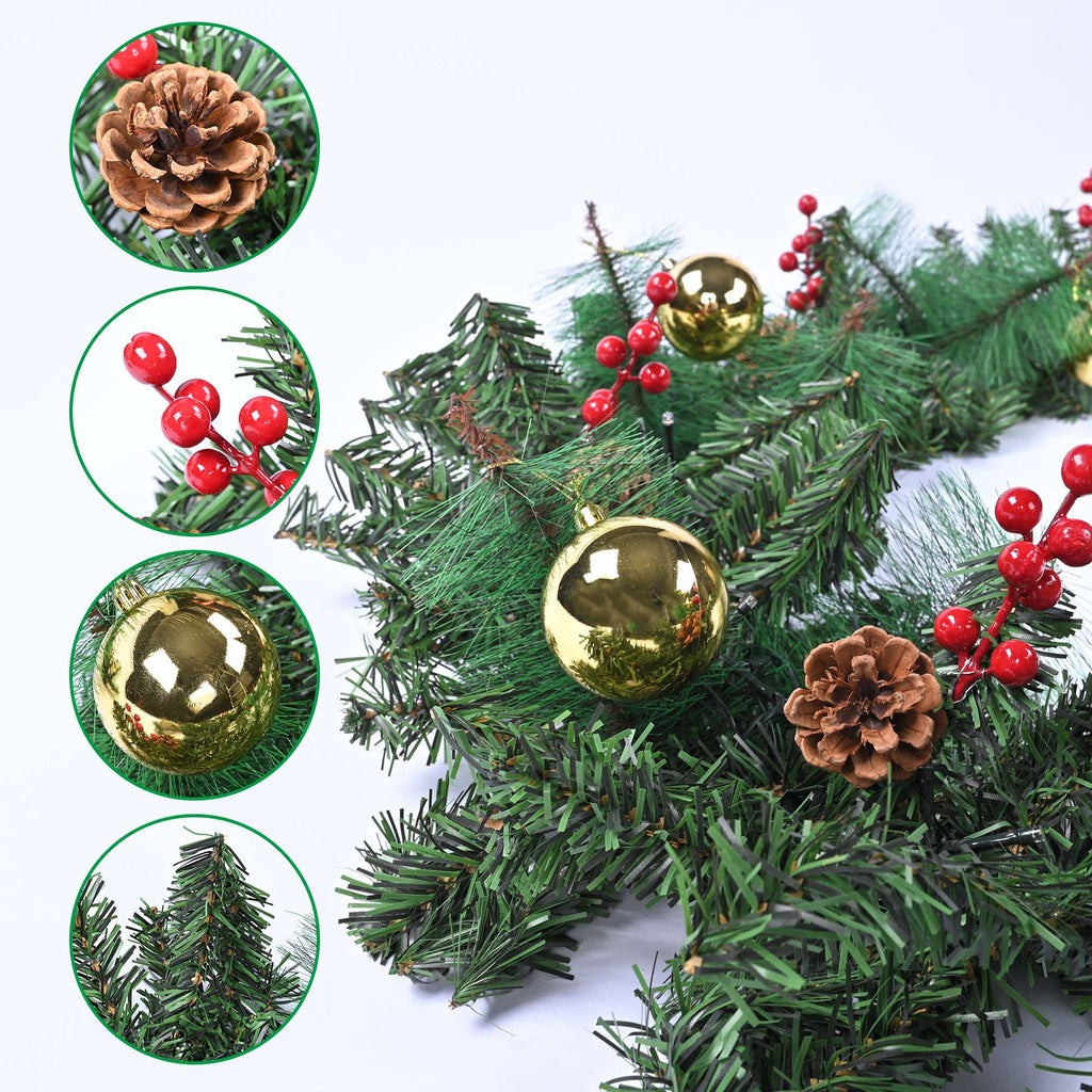 9 FT Pre-lit Christmas Garland Battery Operated Timer Artificial Decor L671