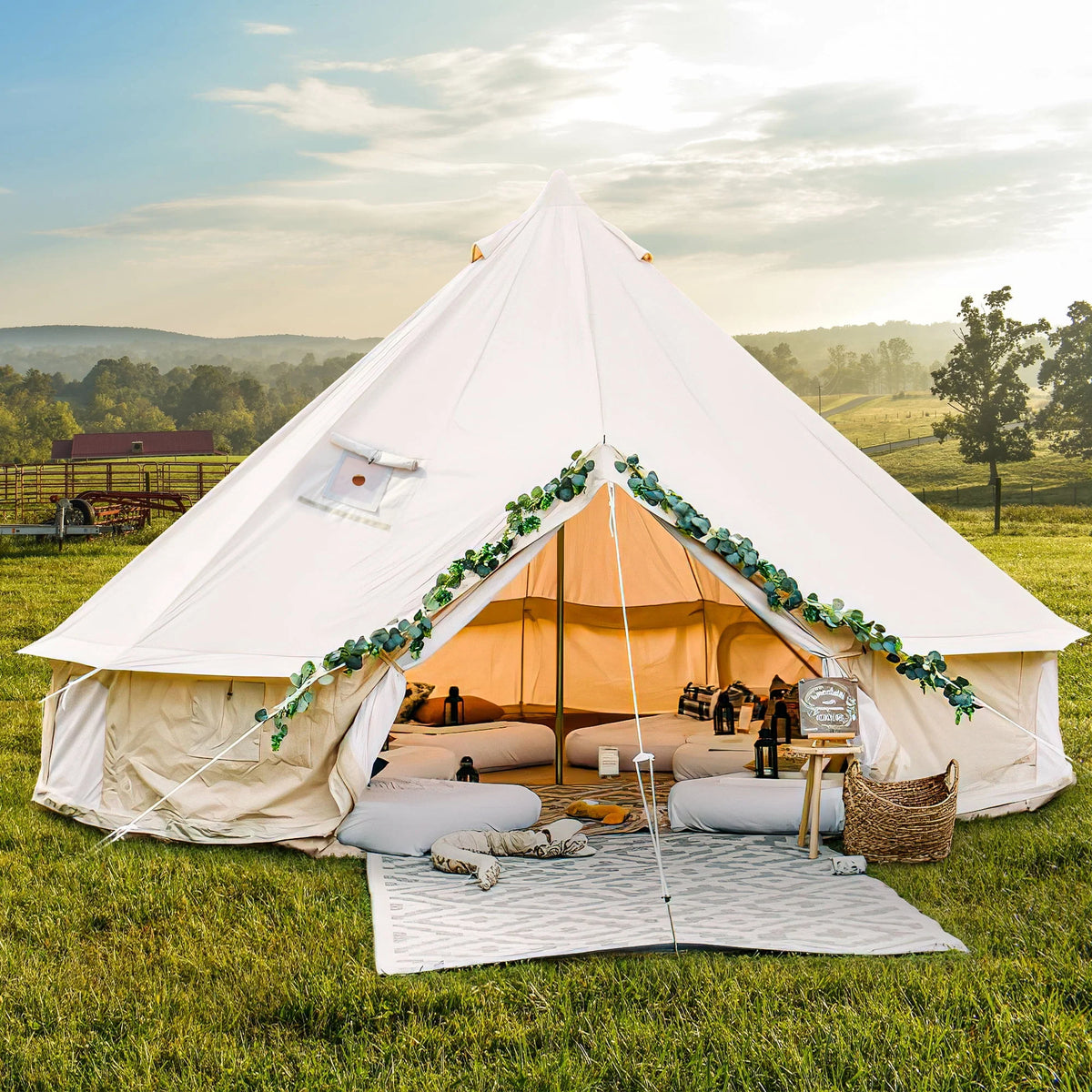 4 Seasons Waterproof Cotton Camping Tent with Stove Jacks E27978