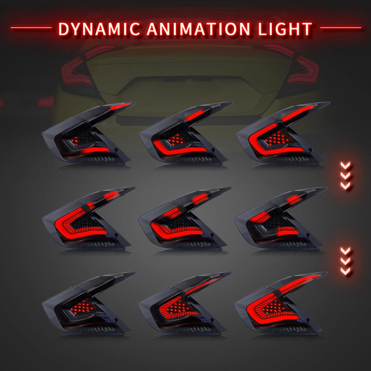 LED Clear Taillights Assembly for 2016-2020 Honda Civic Sedan, Set L71014