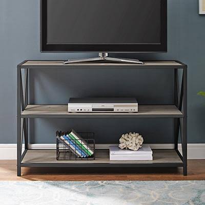 Industrial Media Console Table with Storage Bookcase N513
