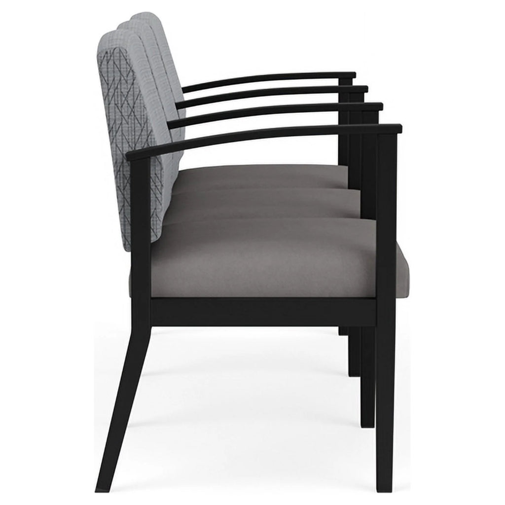 Black & Gray 3 Seat Steel Reception Seating Q779