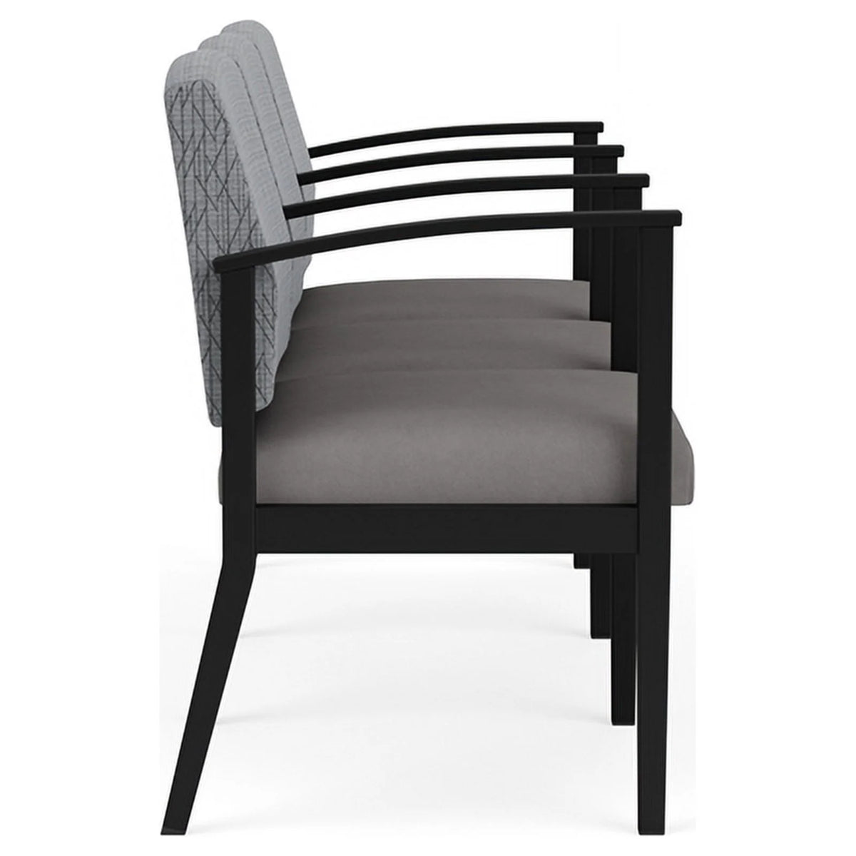 Black & Gray 3 Seat Steel Reception Seating Q779