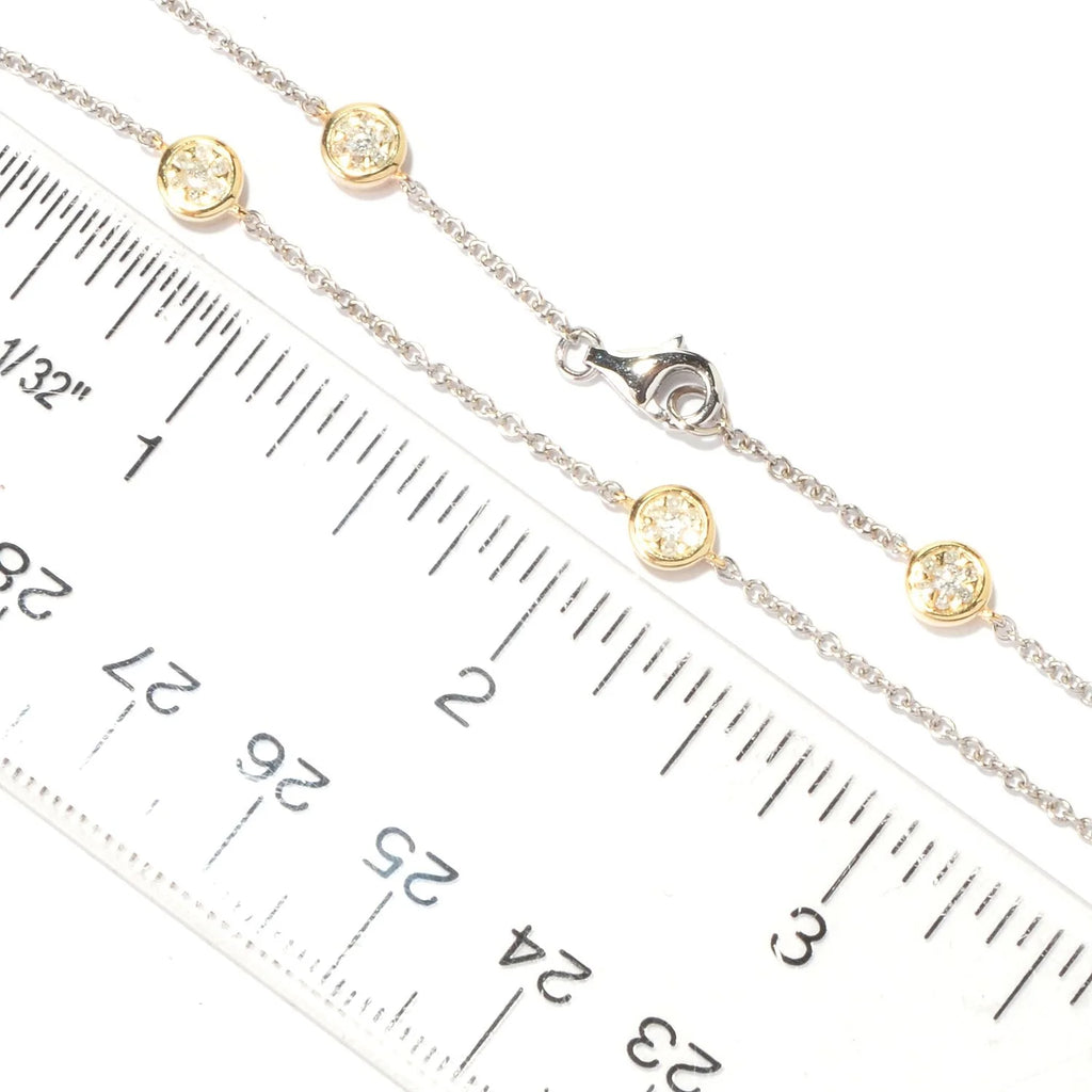 Yellow Gold Over Silver Diamond Chain Necklace 24.00"L F269