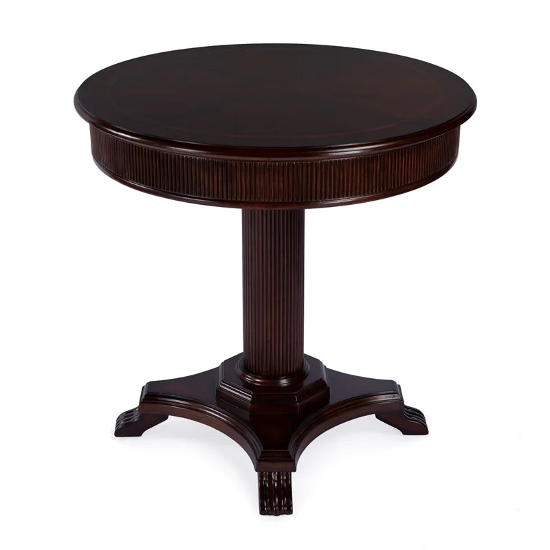 Brown Ribbed Wood Pedestal Foyer Table W966351