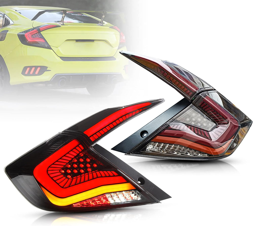 LED Clear Taillights Assembly for 2016-2020 Honda Civic Sedan, Set L71014