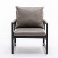 Gray Faux Leather Accent Chair with Black Metal Frame Z15376