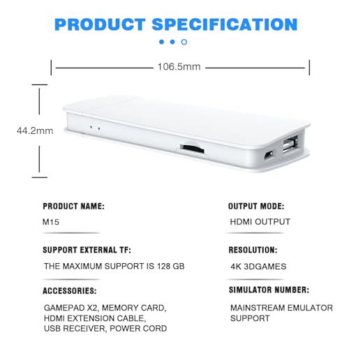 Wireless Retro Game Console with 20000+ Games, 64G, 9 Emulators, Dual Controllers V6559