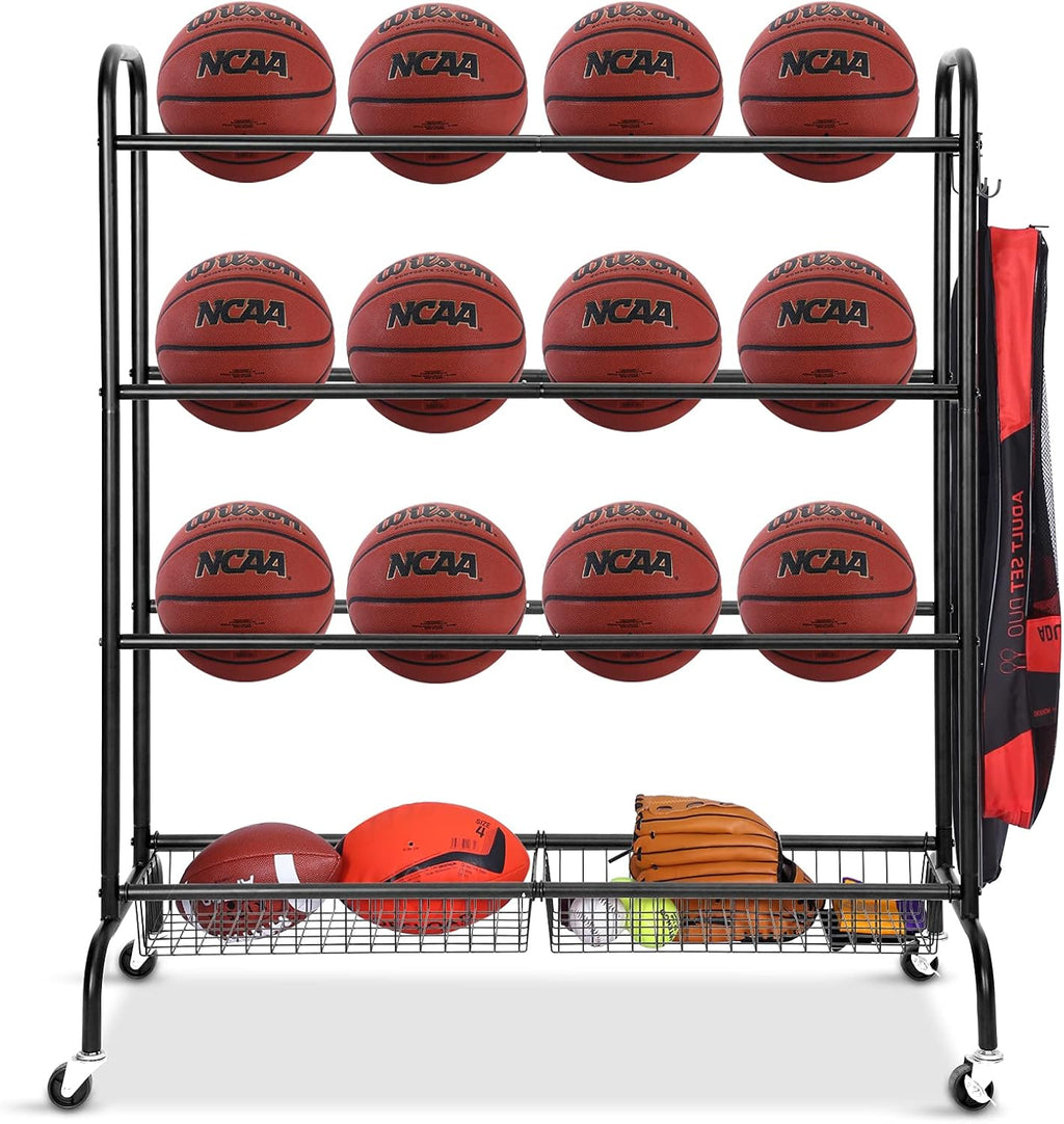 Ball Storage Cart with Baskets and Hooks G9551