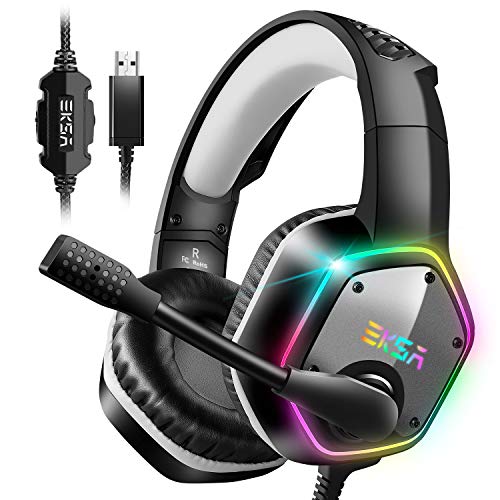 USB Gaming Headset with Microphone Noise Cancelling 7.1 Surround Sound RGB Light K3795
