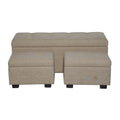 Beige Wood Traditional Storage Bench, Set of 3 A218