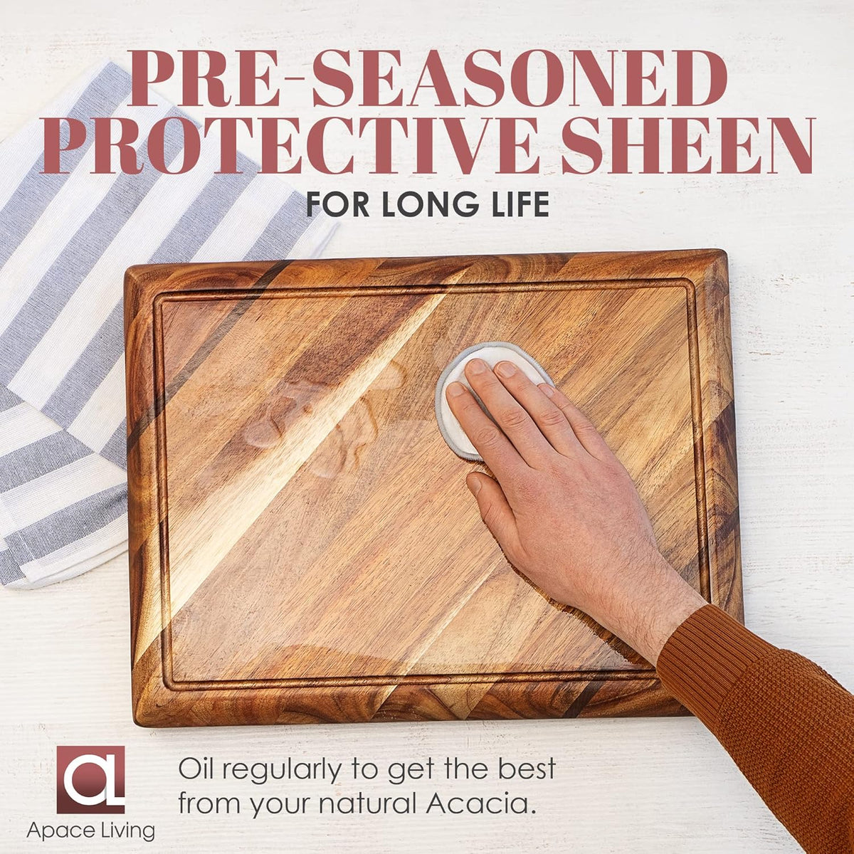 Large Acacia Wood Cutting Board with Stand and Juice Groove V8245