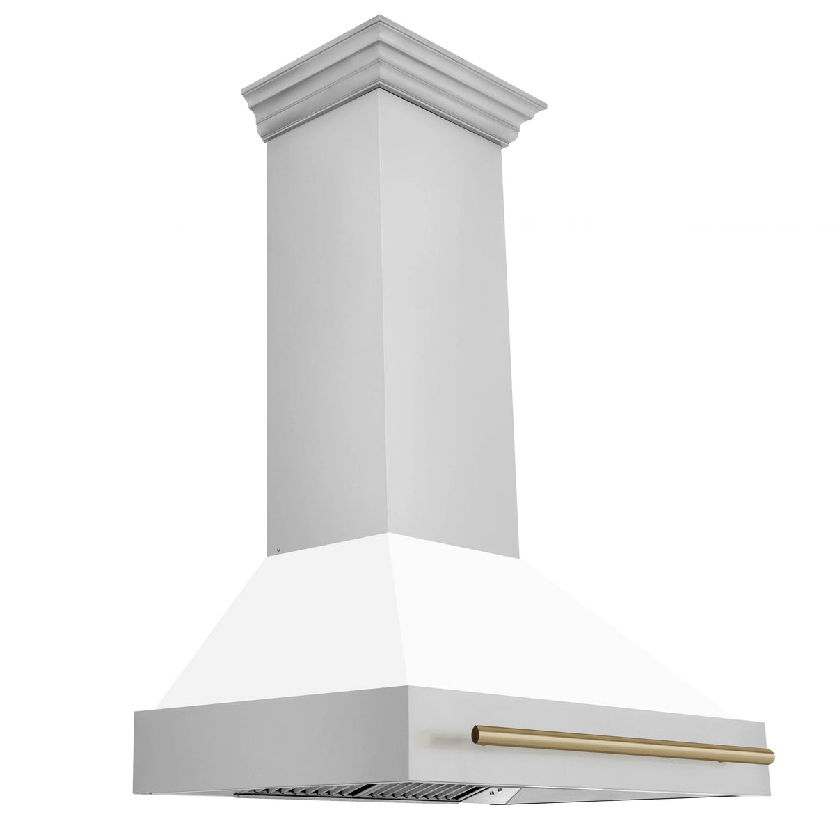 36 Inch Range Hood with White Matte Shell and Champagne Bronze Handle Z3131