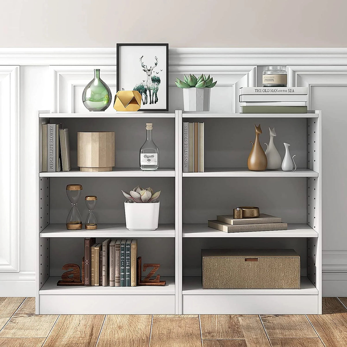 3-Tier Open Bookcase with Adjustable Shelves D847