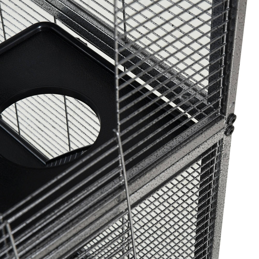 Rolling Small Animal Cage with 4 Platforms and Removable Tray Silver Grey J891