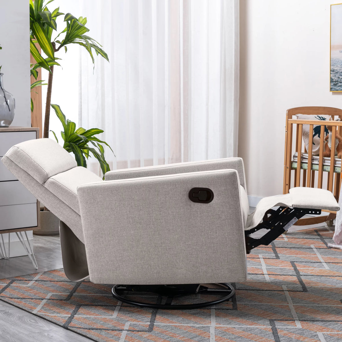 Tan Upholstered Swivel Recliner Chair M93107