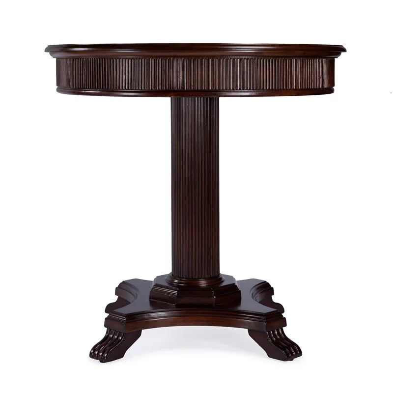 Brown Ribbed Wood Pedestal Foyer Table W966351