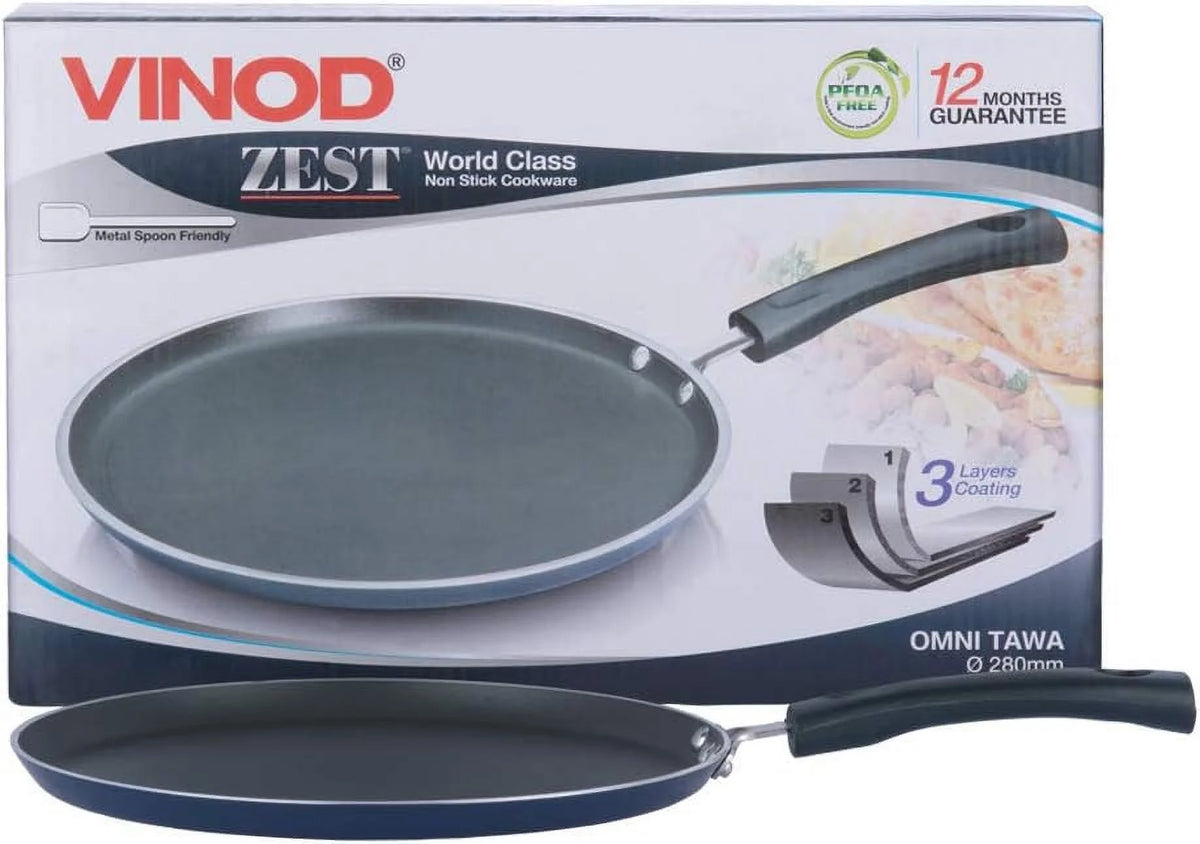 Non-Stick Flat Dosa Tawa/Griddle, 10", Black/Blue E40672