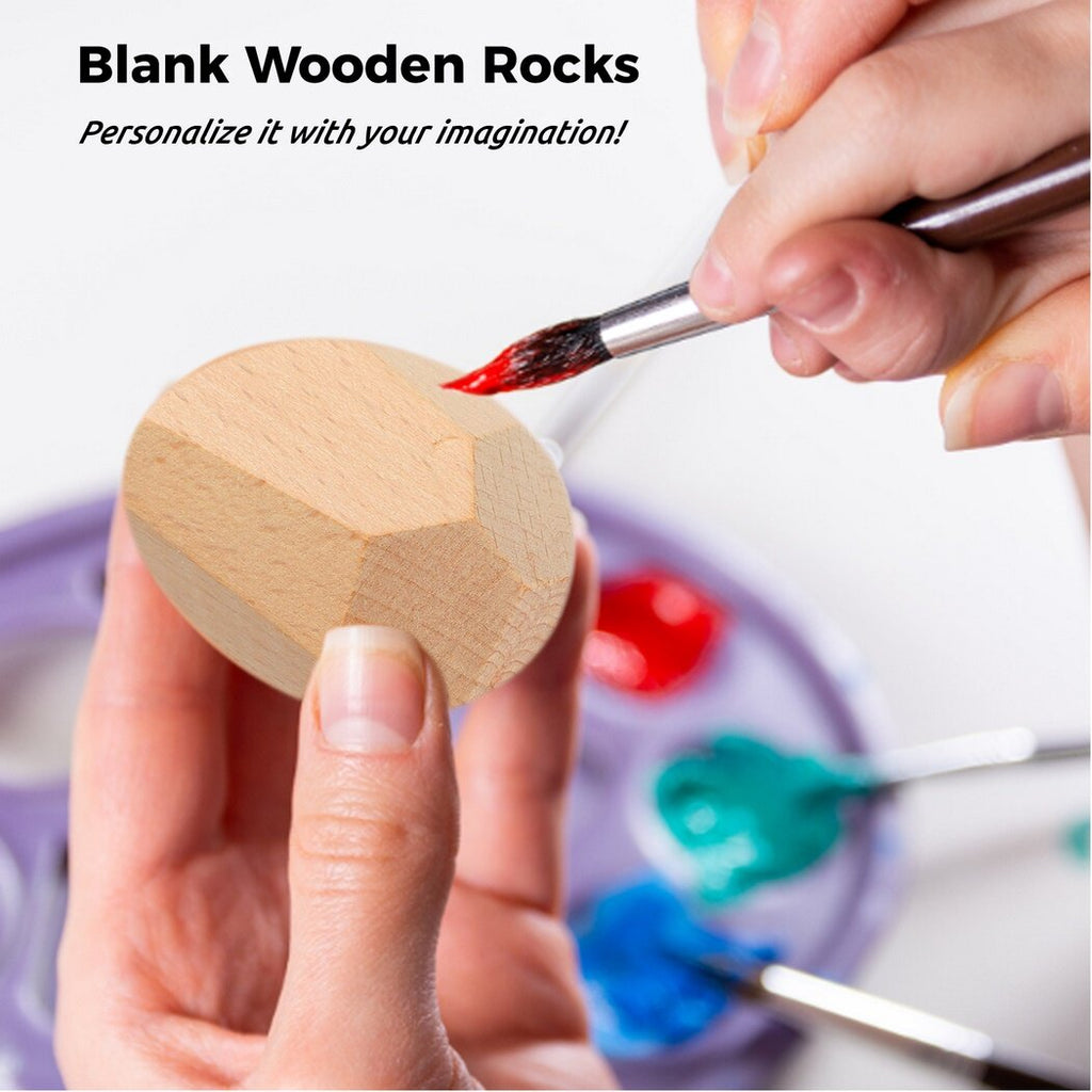 20Pcs Paint-Free Wooden Stacking Rocks Educational Toys D8262