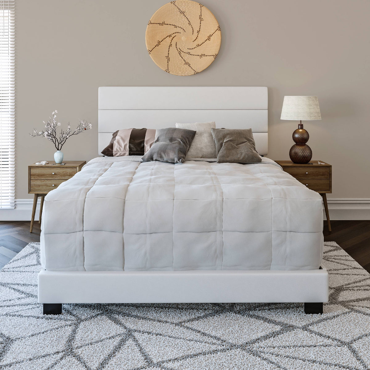 Black Faux Leather Upholstered Platform Bed Frame, Twin S699