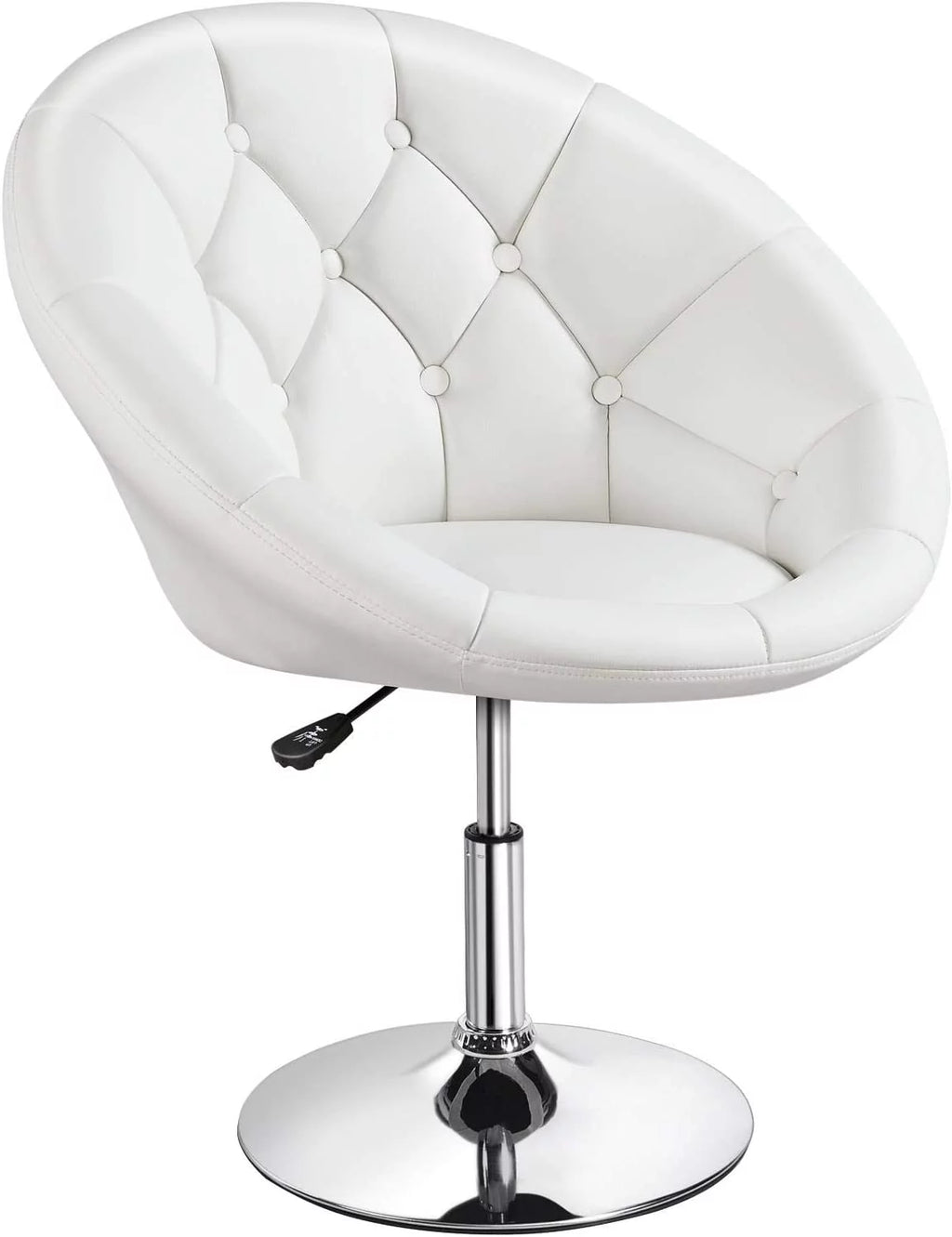 White Tufted Height Adjustable Swivel Accent Chair H579