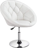 White Tufted Height Adjustable Swivel Accent Chair H579