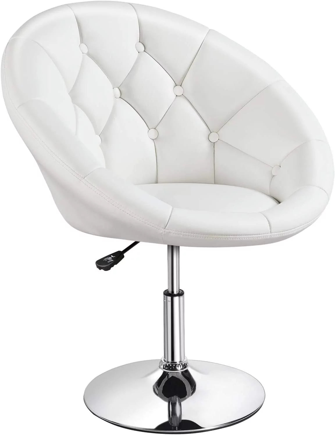 White Tufted Height Adjustable Swivel Accent Chair H579
