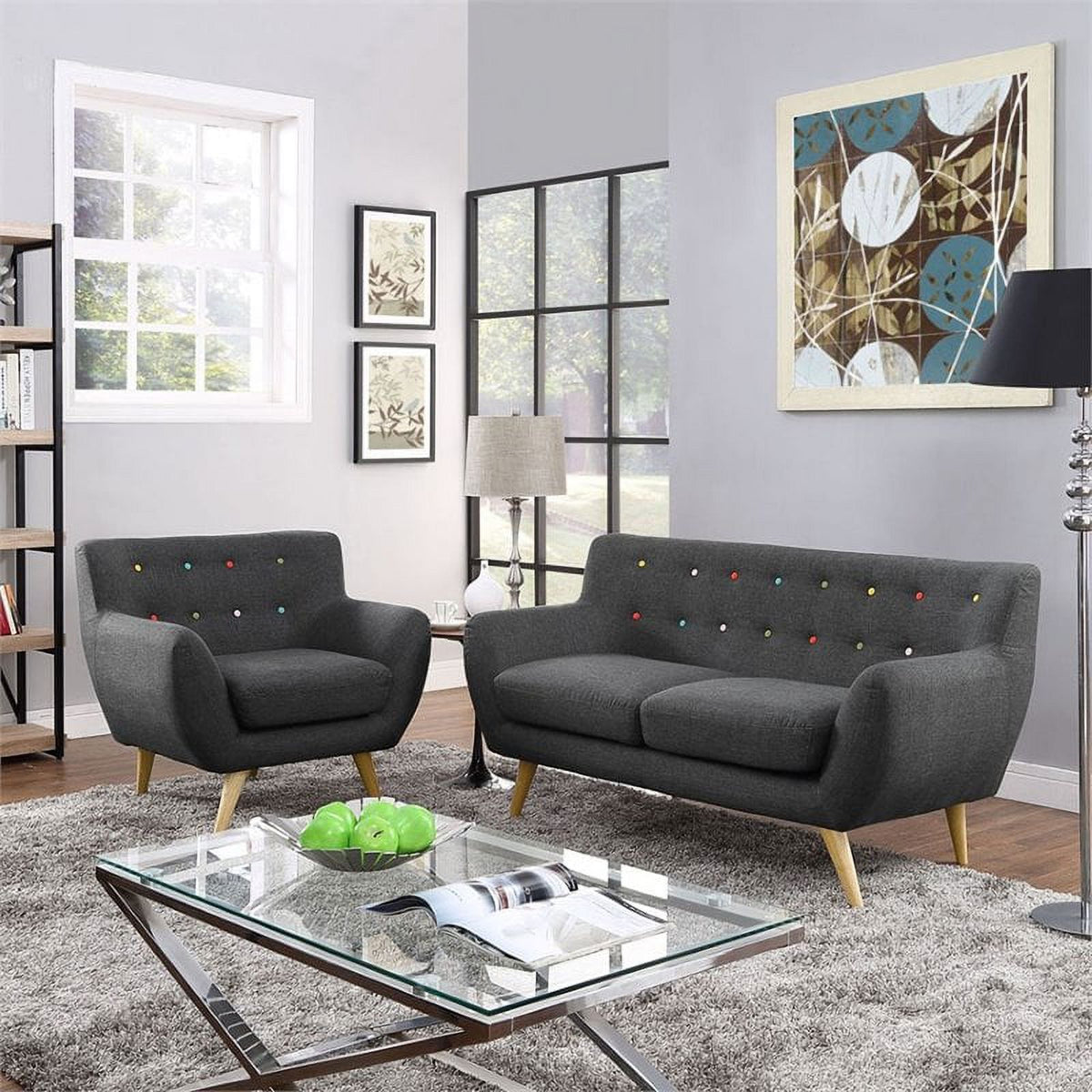 2 Piece Gray Sofa Set S899678