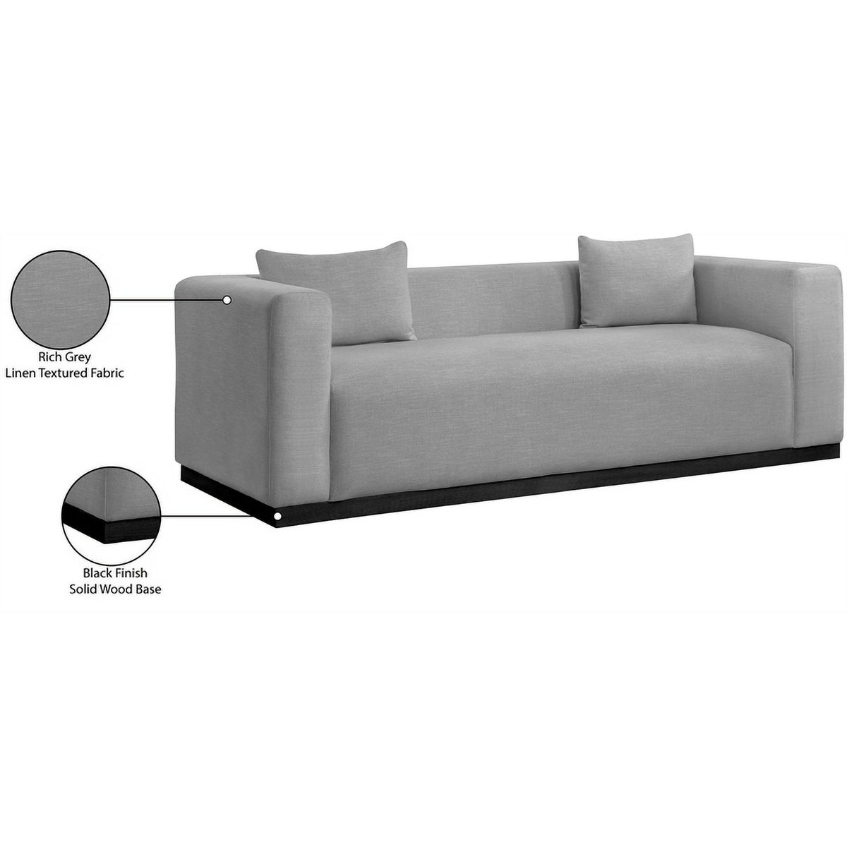 Grey Linen Textured Fabric Sofa V513