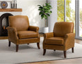 Faux Leather Accent Armchair Set Of 2 with Solid Wood Legs V917151