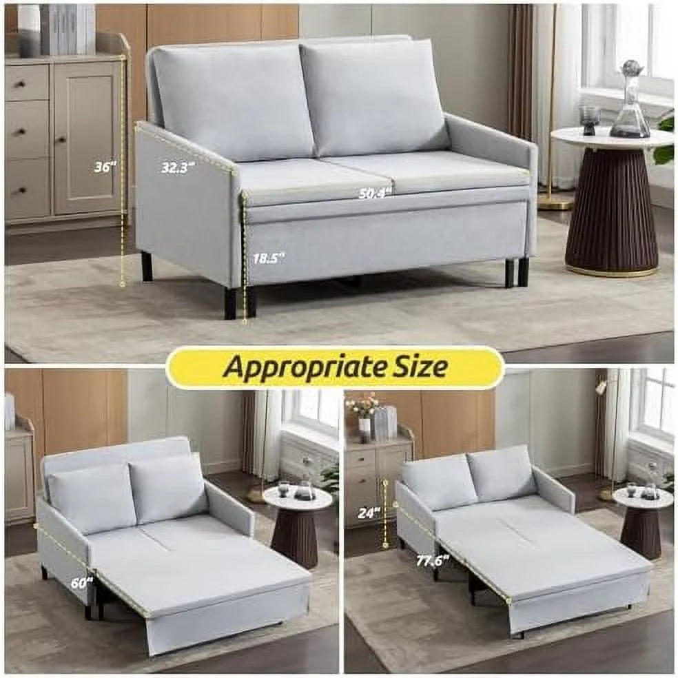 3 in 1 Sleeper Sofa Bed White J855