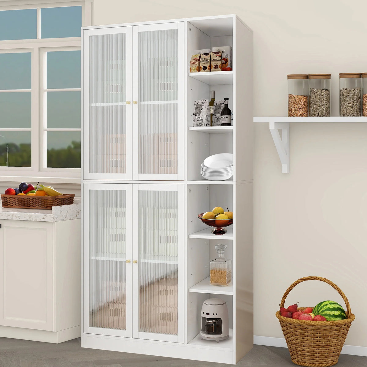White Kitchen Storage Cabinet J6708