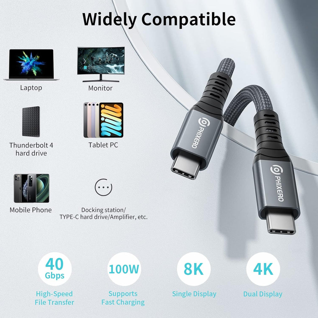 Thunderbolt 4 Full-Featured Cable, 2 Meter (6.6 ft), 40Gbps, 100W, 8K@60Hz, Pack of 2 O275