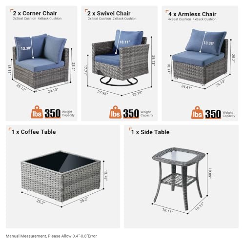 11 Piece Outdoor Patio Furniture Set with Fire Pit Table Dark Grey O848424