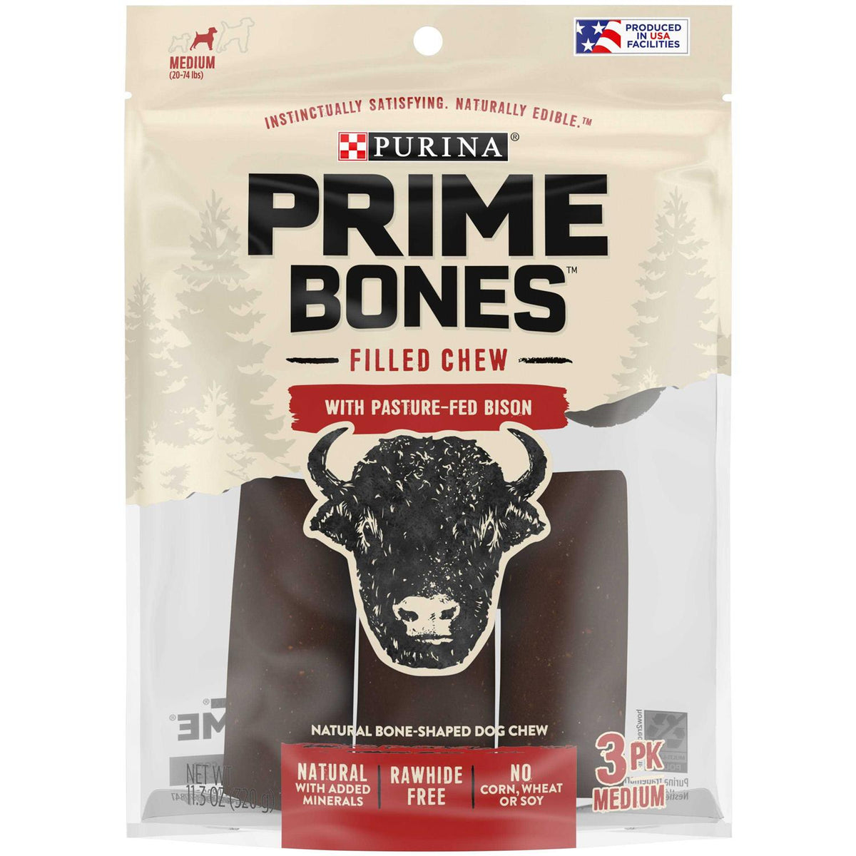 Natural Dog Treats Filled Chew With Bison G55542