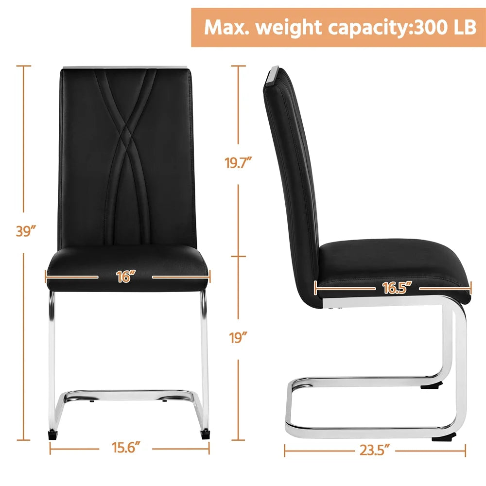 Black Faux Leather Dining Chairs Set of 2 J253766