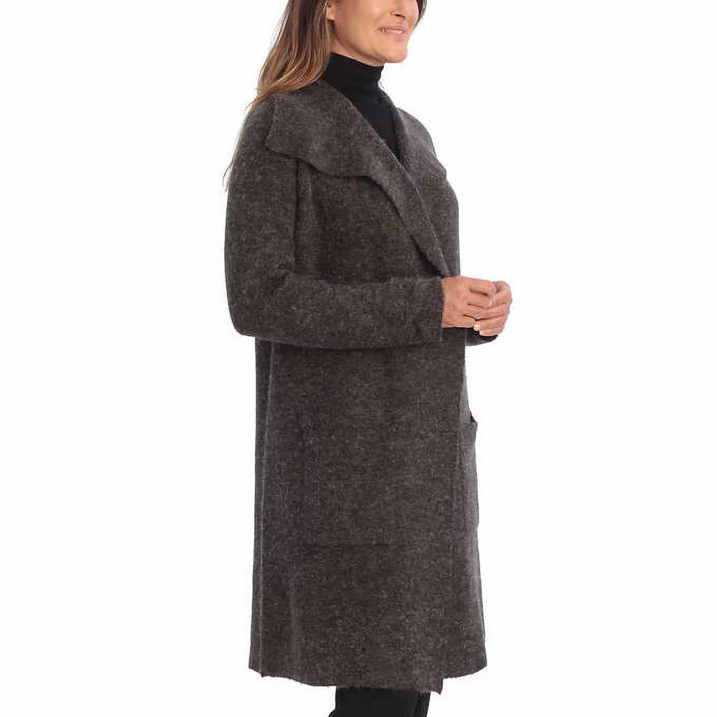 Gray Soft Drape Collar Sweater Coat W618