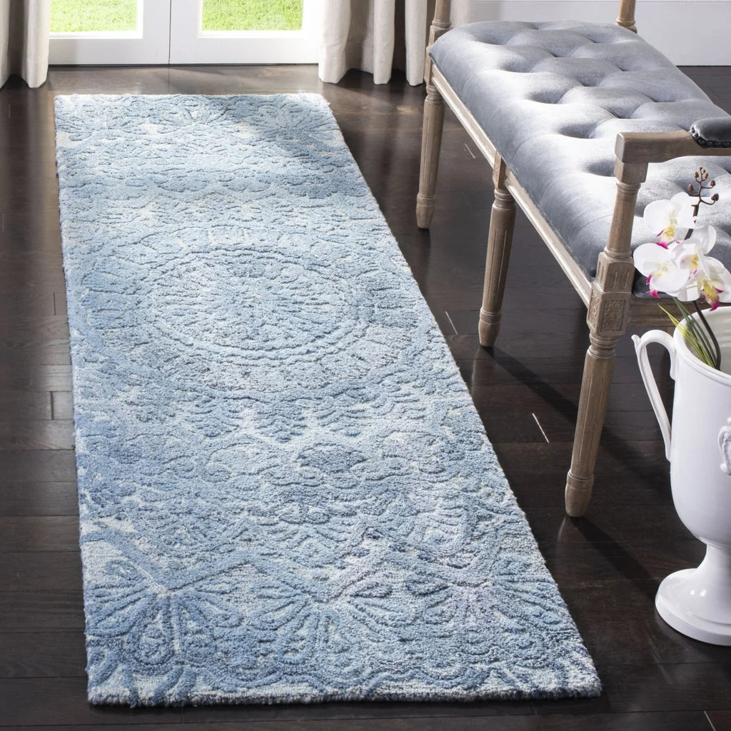 Blue / Ivory Handmade Rug L2564