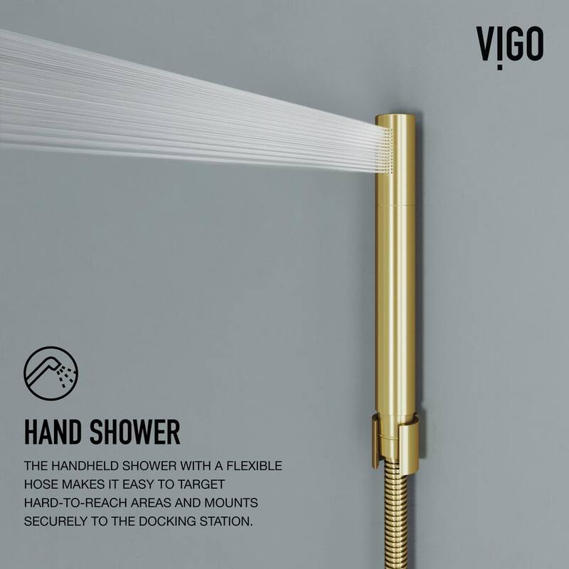 2-Jet Shower Panel System with Hand Shower Wand in Matte Brushed Gold W5417